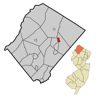 Map of Hamburg in Sussex County. Inset: Location of Sussex County in New Jersey.