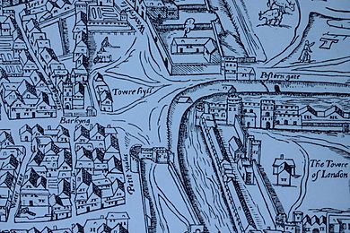 Tower Hill as shown on the Agas map of 1561