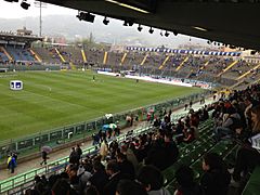 View of the old Curva Nord from the Tribuna Giulio Cesare at the Bergamo stadium in 2012