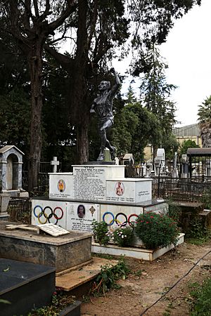 Addis abeba, chiesa della trinità, esterno, tomba dell'atleta olimpionico miruts yifter 'the shifter'