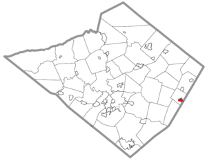 Location of Boyertown in Berks County, Pennsylvania.