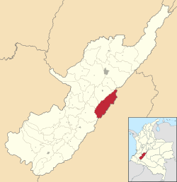 Location of the municipality and town of Algeciras, Huila in the Córdoba Department of Colombia.