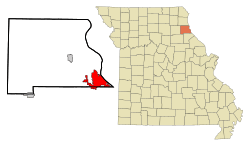 Location within Marion County (left) and Missouri (right)
