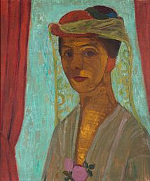 Paula Modersohn-Becker - Self-portrait with hat and veil - Google Art Project.jpg