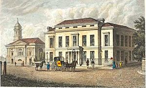 The Assembly Rooms and Trinity Church in Halifax from A Complete History of the County of York by Thomas Allen (1828-30)