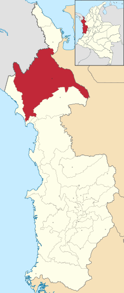 Location of the corregimiento and town of Belén de Bajirá in Chocó Department of Colombia