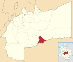 Location of the municipality and town of Puerto Concordia in the Meta Department of Colombia.
