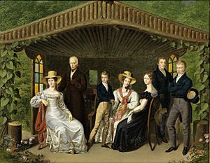 Die kaiserliche Familie um den Herzog von Reichstadt in einer Gartenlaube