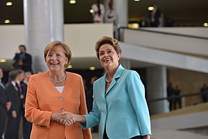 Dilma recebe a chanceler da Alemanha no Palácio do Planalto