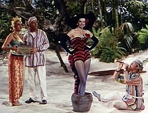 Dorothy Lamour, Bing Crosby, Jane Russell and Bob Hope in Road to Bali