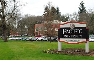 Pacific University entrance sign