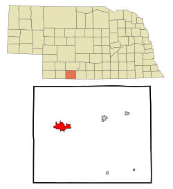 Location of McCook within Nebraska and Red Willow County