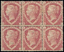 1870 three halfpence stamp of Great Britain.jpg