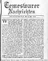 24-Jan-1772 Temeswarer Nachrichten (Timisoara Times)
