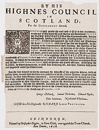 By His Highnes Council in Scotland, for the government thereof Edinburgh 1658