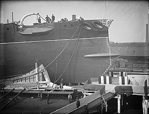 HMS 'Sans Pareil' on the stocks at Thames Ironworks