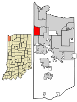 Location of Munster in Lake County, Indiana.