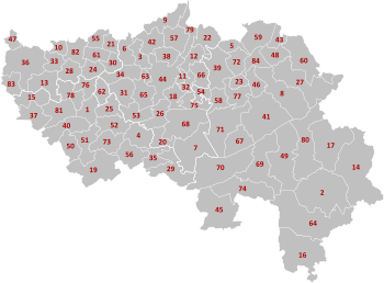 Map of the municipalities in Liège