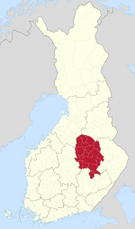 North Savo on a map of Finland