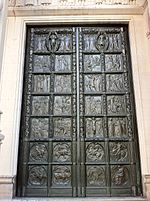 Right hand bronze door at the Cathedral of St John the Divine, New York