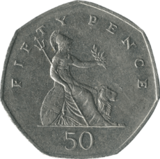 British fifty pence coin 1982 reverse