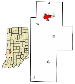Location of Brazil in Clay County, Indiana.