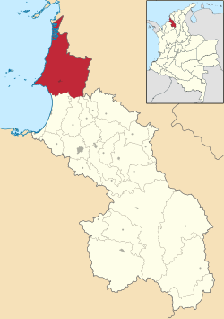 Location of the municipality and town of San Onofre, Sucre in the Sucre Department of Colombia.