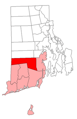 Location of Exeter in Washington County, Rhode Island