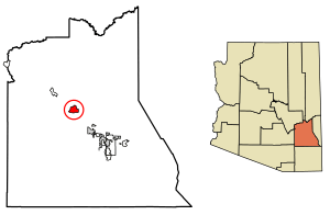 Location of Fort Thomas in Graham County, Arizona.