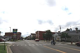 Facing east along Main Street (M-34)