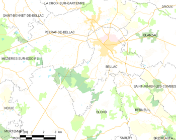 Map of the commune de Bellac