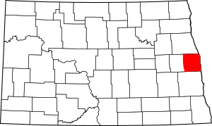 Map of North Dakota highlighting Traill County
