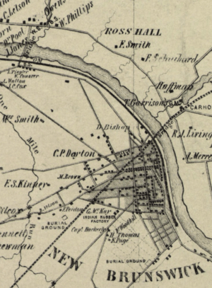 1850 Map of Middlesex County, NJ - Ross Hall detail