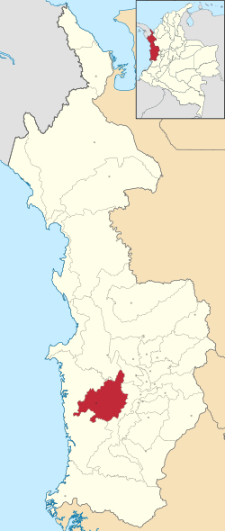Location of the municipality and town of Medio Baudó in the Chocó Department of Colombia.