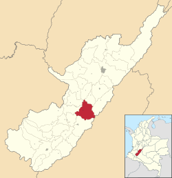 Location of the municipality and town of Gigante, Huila in the Huila Department of Colombia.