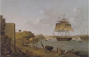 HMS Undaunted at Frejus in France waiting to convey Napoleon to Elba - Anton Schranz