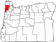 State map highlighting Tillamook County