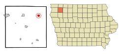 Location of Hartley, Iowa