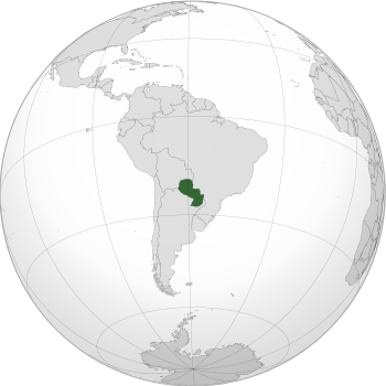 Location of  Paraguay  (dark green)in South America  (grey)
