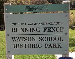 Running Fence Watson School sign