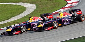 Sebastian Vettel overtaking Mark Webber 2013 Malaysia 2
