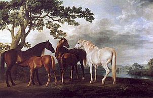 Stubbs - mares and foals in a landscape. 1763-68. Tate Britain.