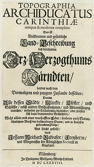 Topographia Archiducatus Carinthiae antiquae et modernae completa (title page)