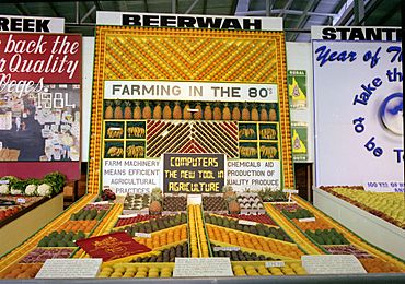 Beerwah fruit and vegetable display, RNA Exhibition, Brisbane, August 1984.jpg