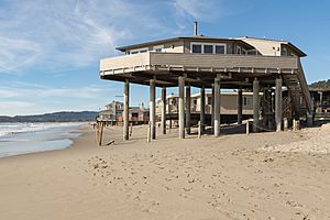 House on stilts in Stinson Beach, California