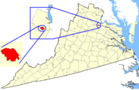 Location of Fredericksburg in Northern Virginia