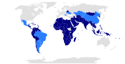 Map of the world indicating members and observers of the Non-Aligned Movement