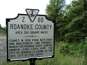 Roanoke County Virginia state historical marker