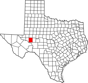 Map of Texas highlighting Upton County