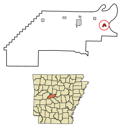 Location of Bigelow in Perry County, Arkansas.